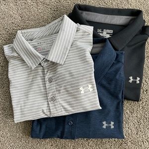 3 Under Armour HeatGear Golf Polo short sleeve shirts XXL